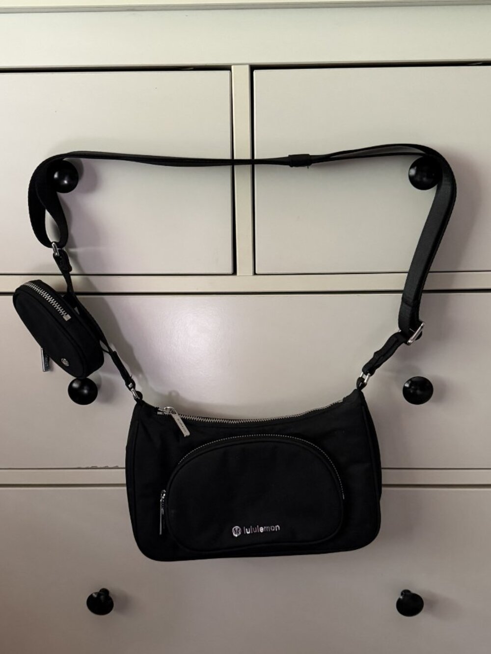 Lululemon Black Crossbody Shoulder Bag w/ Removable Pouch